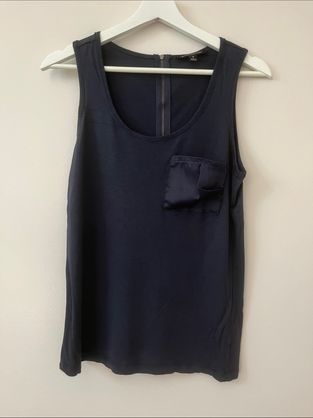 Sleeveless Navy Pocket Tank Top